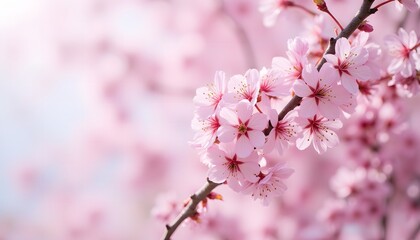 Beautiful spring cherry blossoms in full bloom at a park during daylight