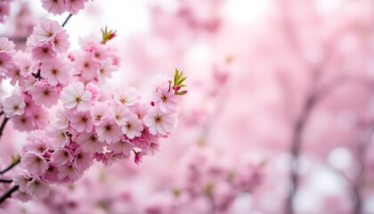 Beautiful spring cherry blossoms in full bloom at a park during daylight
