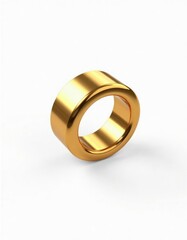 Golden grommet isolated on white background. Simple design element. Ideal for branding graphic design projects. Versatile use in various media. Durable, elegant. Modern, minimalist accessory. High