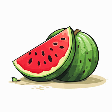 recommend clip art: Watermelon Line Vector Illustration for Design Projects | Nutrition and Farming Clipart