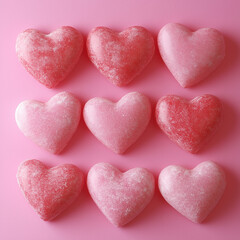 Obraz premium Pink and red Valentine's Day heart candies arranged neatly