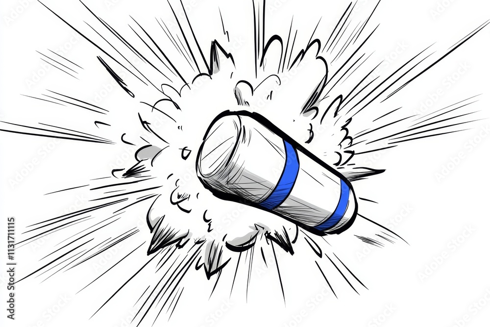 Aufkleber A stylized outline of an eraser cleaning up a mistake, with dynamic lines representing motion and precision