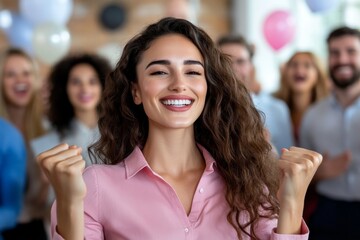 A supportive group of friends cheering on a friend at a public performance, radiating encouragement and positivity