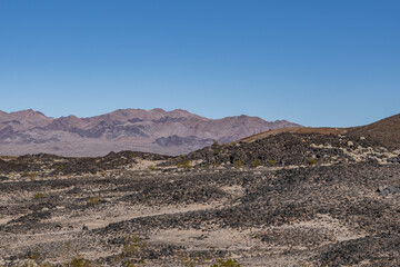 Pisgah Crater, Pisgah Volcano, volcanic cinder cone / lava plain, Lavic Lake volcanic field, San Bernardino County, California. Mojave Desert / Basin and Range Province. Basalt lava flow