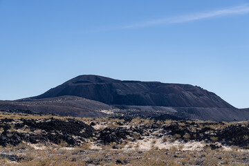 Pisgah Crater, Pisgah Volcano,  volcanic cinder cone / lava plain, Lavic Lake volcanic field, San Bernardino County, California. Mojave Desert / Basin and Range Province. Basalt lava flow