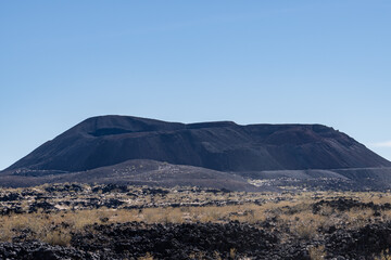 Pisgah Crater, Pisgah Volcano,  volcanic cinder cone / lava plain, Lavic Lake volcanic field, San Bernardino County, California. Mojave Desert / Basin and Range Province. Basalt lava flow