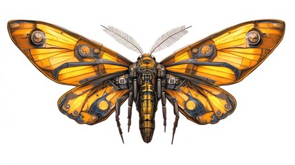 Obraz premium Steampunk butterfly with intricate mechanical wings and body.