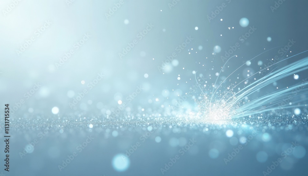 Leinwandbilder light blue background with abstract fiber optic cables design. white, gray gradient background with 