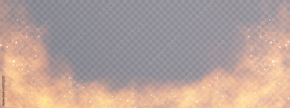 Poster yellow fog or smoke isolated on transparent background. yellow vector background frame of smoke, clo