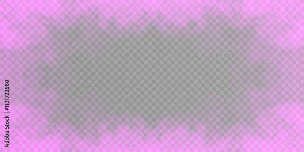 Poster pink vector smoke, cloud, fog or smog background frame. special overlay effect. pink fog or smoke is