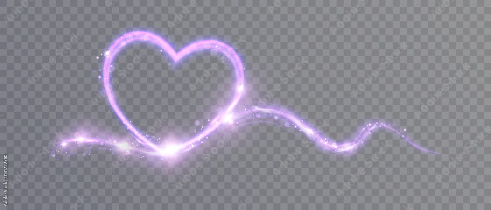 Aufkleber glowing bright heart. shiny purple heart shape with bokeh glitter. valentine's day design element