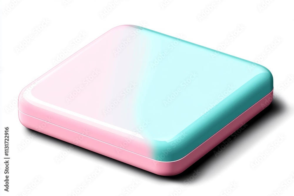 Poster A simple, clean illustration of a rectangular eraser with rounded edges, drawn in soft pastel colors on a white background