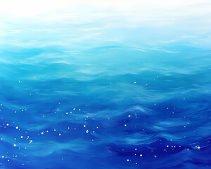 A serene blue ocean scene with gentle waves and light reflections.