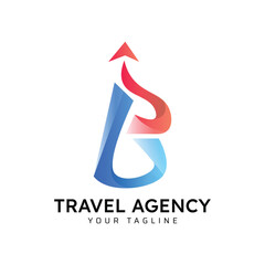 B travel agency logo design template © MdSaiful