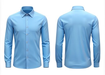 3d light blue long sleeve collared shirt mockup front and back views