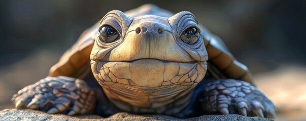 Baby tortoise with a slow, sarcastic wink, snarky vibe,