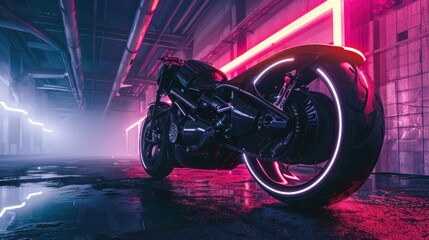 Futuristic Motorcycle in Neon Lights