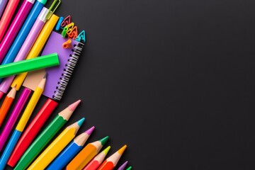 Fototapeta premium A vibrant image of a brand-new eraser with sharp edges, placed alongside colorful stationery items