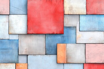 Fototapeta premium A watercolor painting of a glitchy computer screen, blending hues of red, blue, and gray with artistic distortion