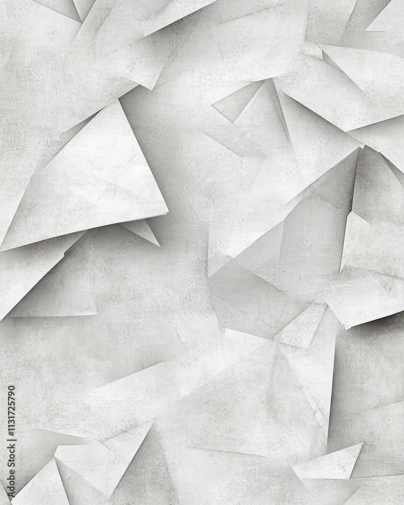 Poster a textured abstract background featuring layers of crumpled white paper forms creating depth and int