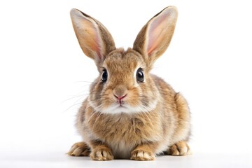 Obraz premium Cute Rabbit Illustration, White Background, Bunny Clipart, Adorable Hare, Cartoon Rabbit Image, Kawaii Bunny