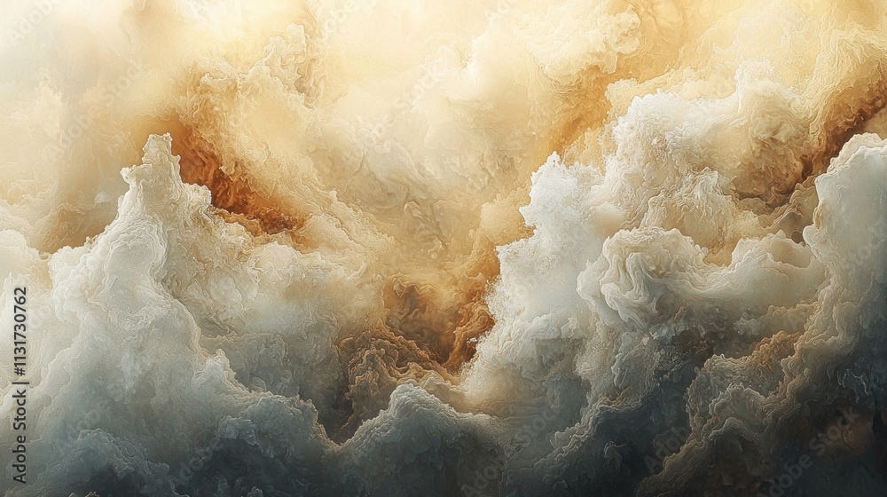 Poster Swirling mocha tones intertwine within a mesmerizing abstract cloud formation, creating an ethereal landscape that evokes a sense of calm and wonder as it invites contemplation