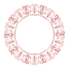 Round damask ornament, Decorative rose gold frame, Elegant vector element for design in Eastern style, beauty place for text, Floral golden border, Lace illustration for invitations and greeting cards