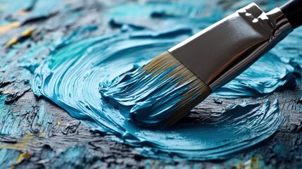 Fototapeta premium Vibrant Blue Acrylic Paint on Palette