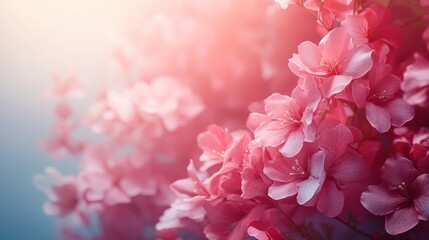 Fototapeta premium A close-up of delicate pink flowers, creating a serene and vibrant atmosphere.