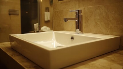 Fototapeta premium Modern Square Bathroom Washbasin Design