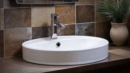 Fototapeta premium Modern High-End Bathroom Sink in Elegant Setting