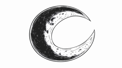 Waning Moon Icon Vector Illustration in Black and White for Design Projects