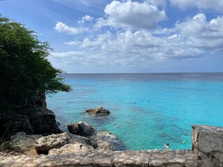 tropical beach with blue sky