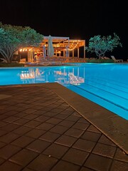 swimming pool at night