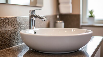 Fototapeta premium Clean Stylish Bathroom Washbasin Close-Up