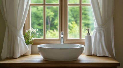 Fototapeta premium Bright and Airy Bathroom with Natural Light