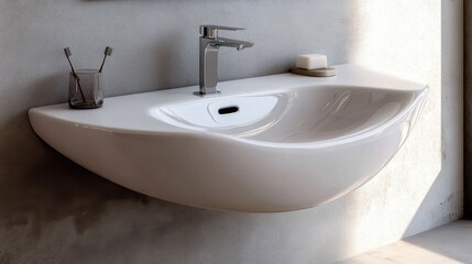Fototapeta premium Modern Washbasin Design for Contemporary Bathroom