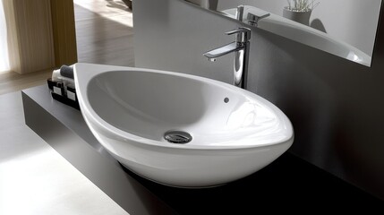 Fototapeta premium Elegant White Ceramic Wash Basin for Face