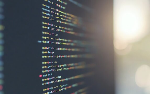 Programming concept with creative coding HTML syntax on a blurry background, abstract shapes, light effects, soft gradient colors, web development innovation