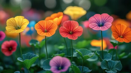 Obraz premium Vibrant colorful flowers blooming in a garden.