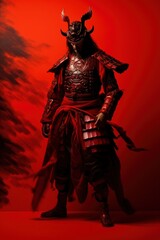 Fototapeta premium Samurai red representation red background.