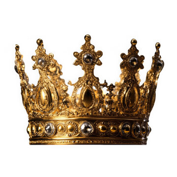Elegant Gold Crown on Transparent Background