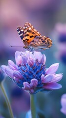 Colorful Butterfly on Delicate Flower Petals