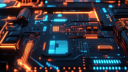 Fototapeta premium Abstract digital circuit board with glowing elements
