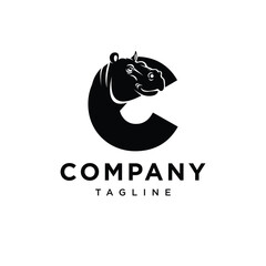 Obraz premium Letter C Hippo Logo Icon Vector