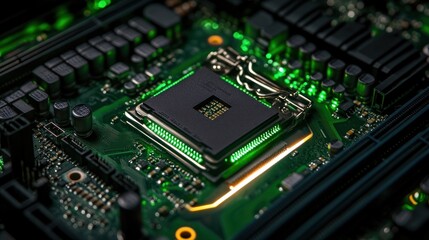 Obraz premium Close-up of a computer processor on a circuit board