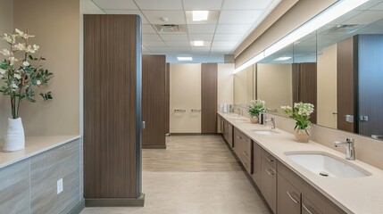 Modern Office Washroom with Elegant Ceramic Fixtures