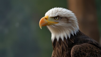 Obraz premium Close-up portrait of a majestic bald eagle, head and shoulders, sharp focus.