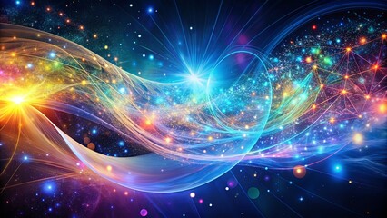 Cosmic Dance of Light and Lines, Intertwined and Interconnected, Illuminating the Infinite Canvas of Existence