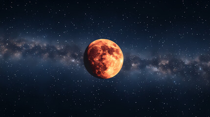 Fototapeta premium Full moon in night starry sky. Starry. Illustration